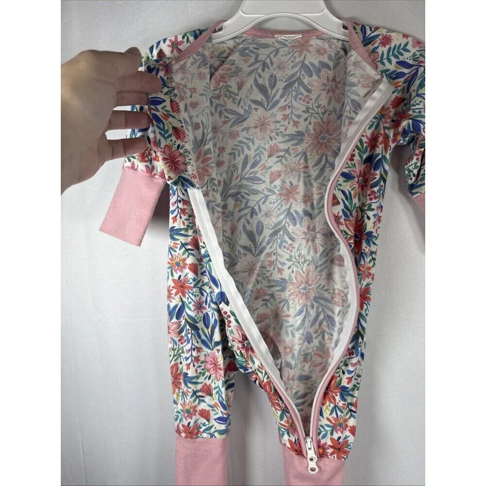 Catasy Bamboo Sleeper Pink Floral Print 0-3 M Preowned